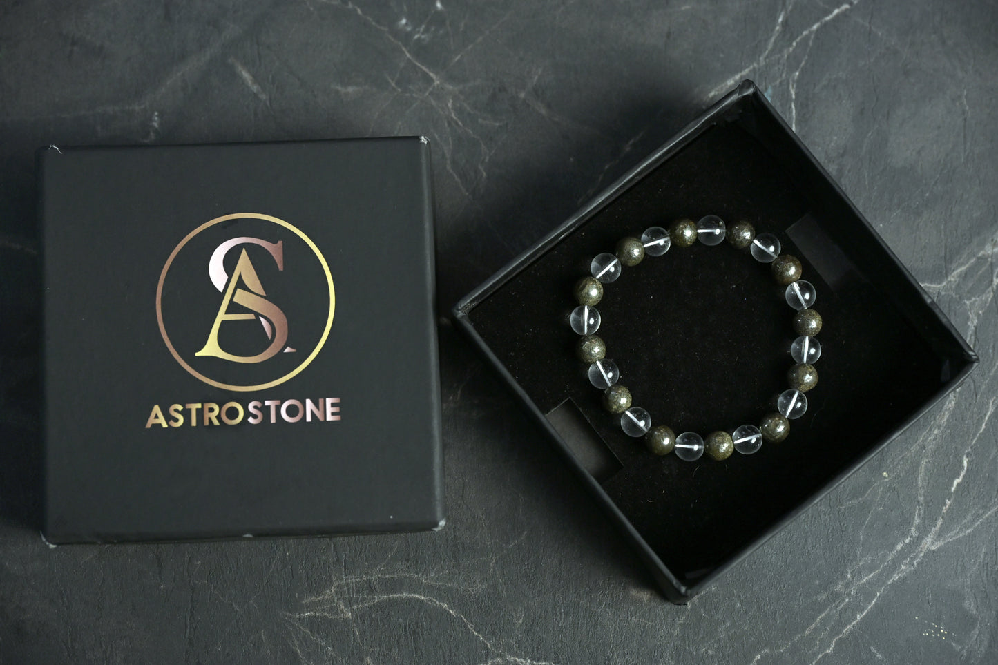 Super raw pyrite bracelet (Clear quartz + pyrite)