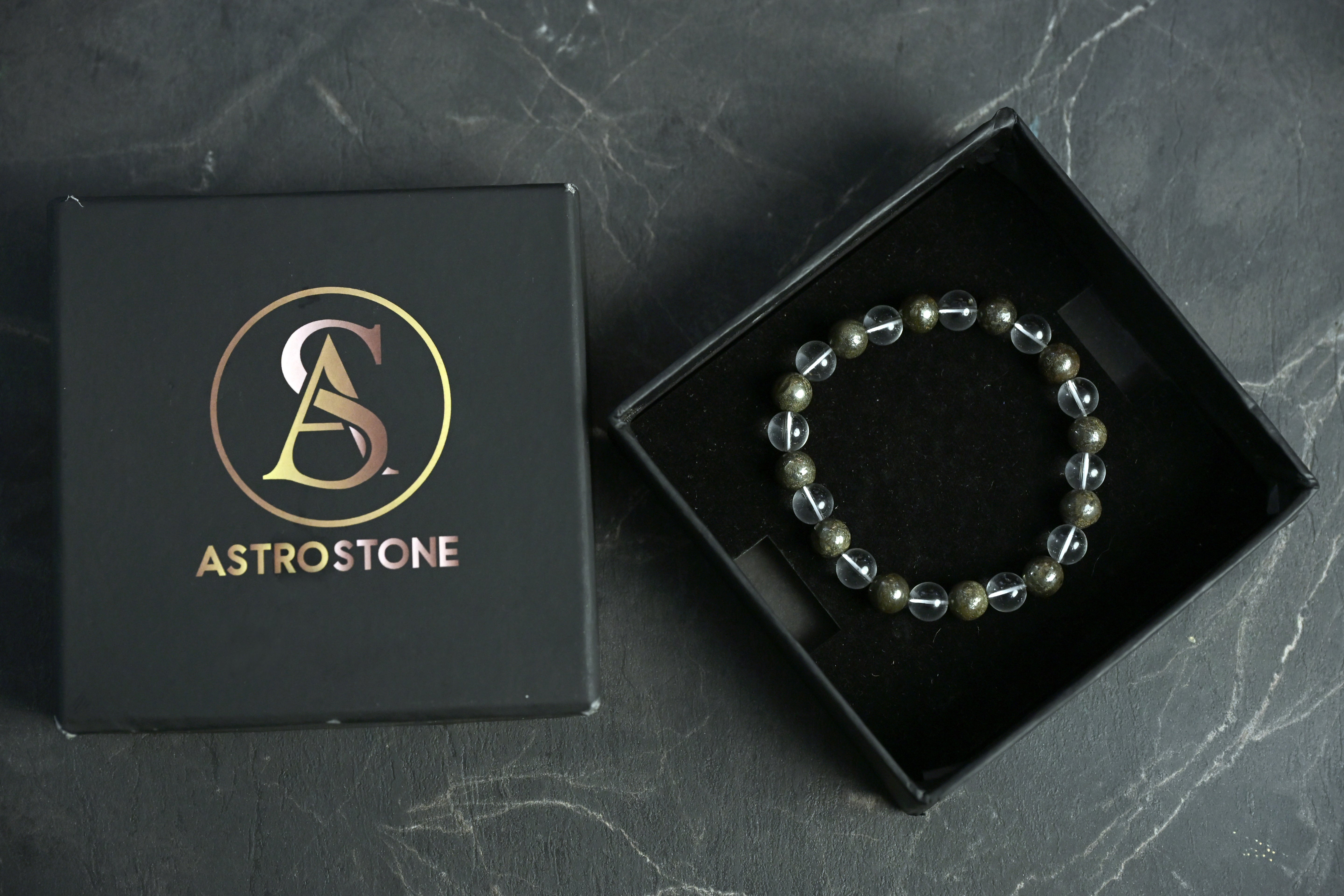 Super raw pyrite bracelet (Clear quartz + pyrite)