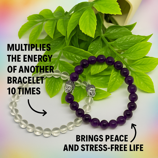 Maha Stress Buster Combo ( Amethyst with Clear Quartz Bracelet)
