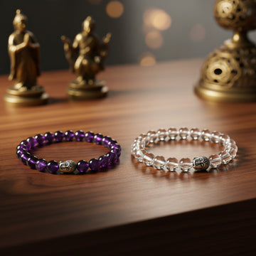 Maha Stress Buster Combo ( Amethyst with Clear Quartz Bracelet)