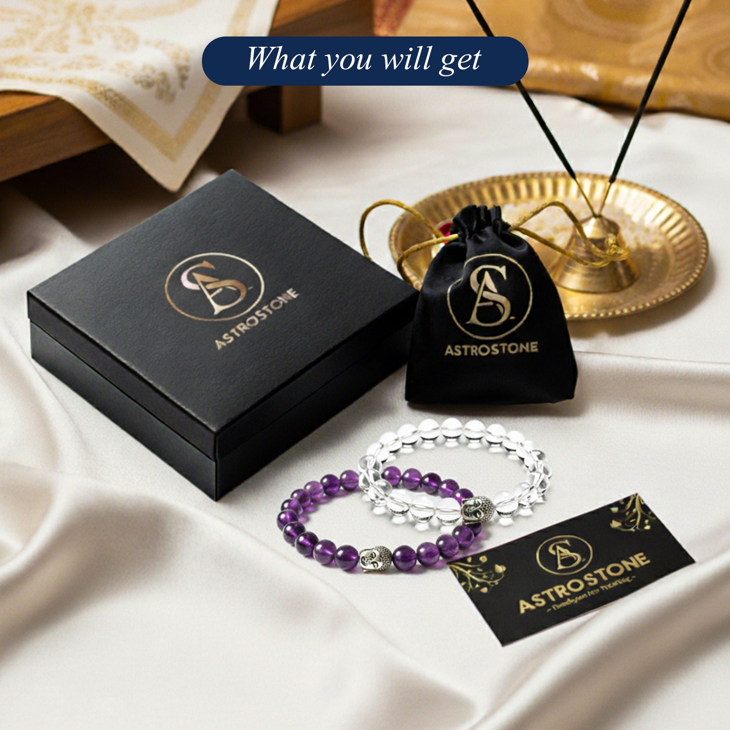 Maha Stress Buster Combo ( Amethyst with Clear Quartz Bracelet)