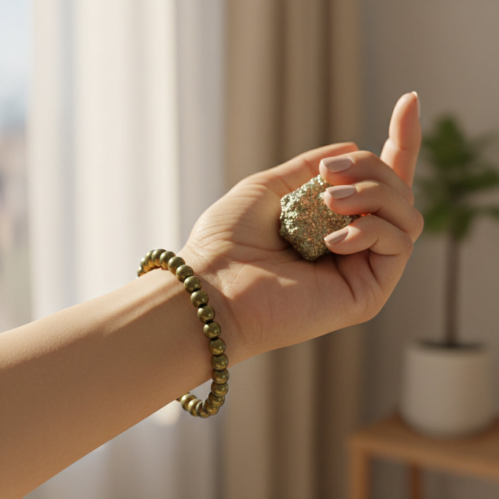 Raw Pyrite Combo (Raw Pyrite bracelet with Raw Pyrite crystal)