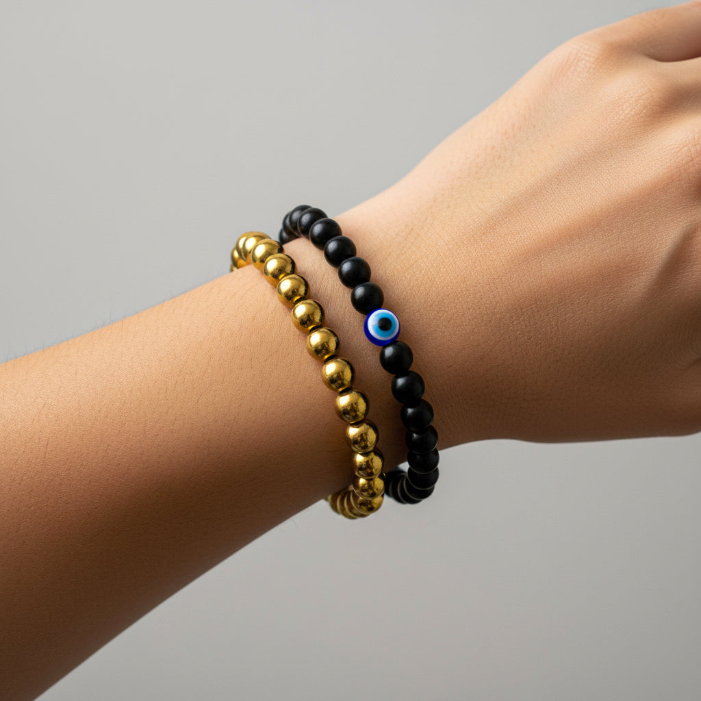 Richie Rich Combo (Golden Hematite with Nazar Kawach)