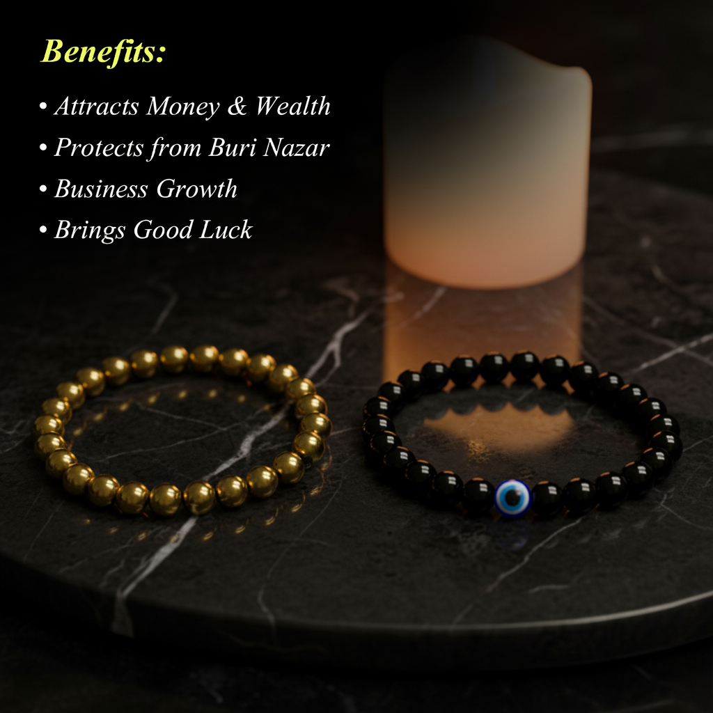 Richie Rich Combo (Golden Hematite with Nazar Kawach)