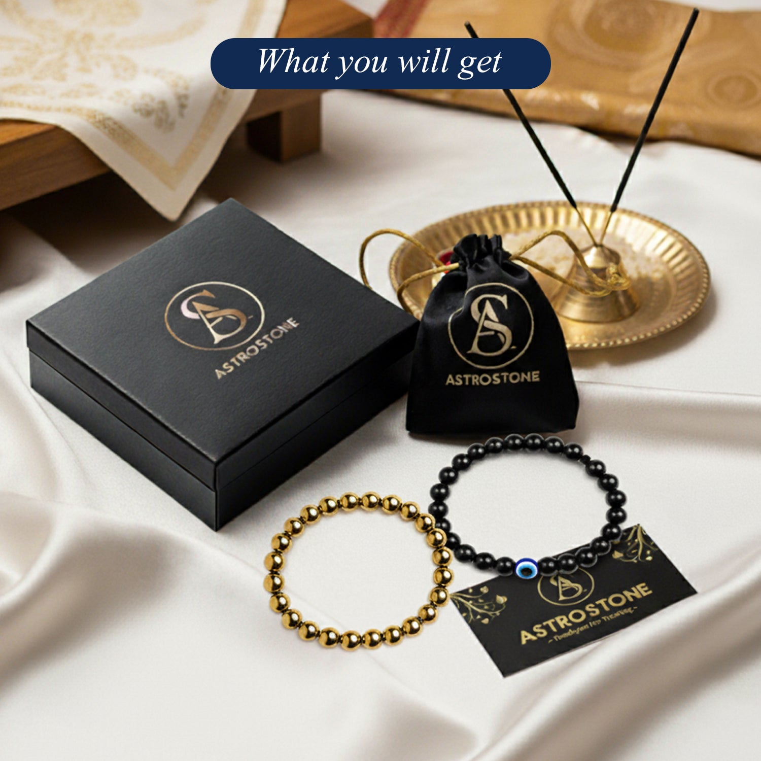 Richie Rich Combo (Golden Hematite with Nazar Kawach)