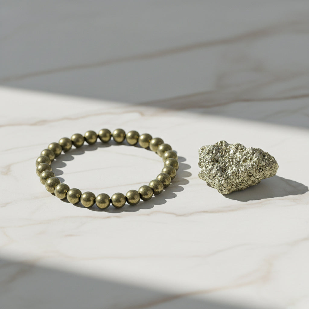 Raw Pyrite Combo (Raw Pyrite bracelet with Raw Pyrite crystal)