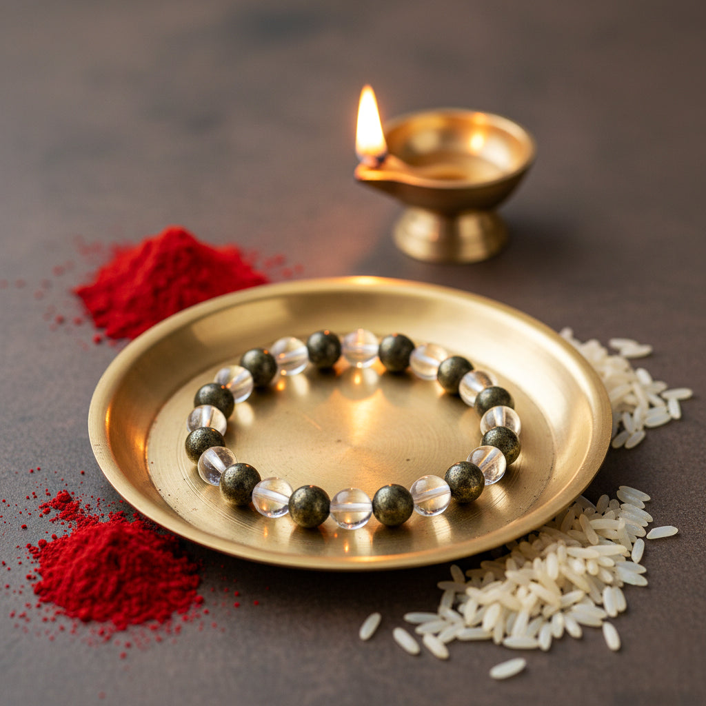 Super raw pyrite bracelet (Clear quartz + pyrite)