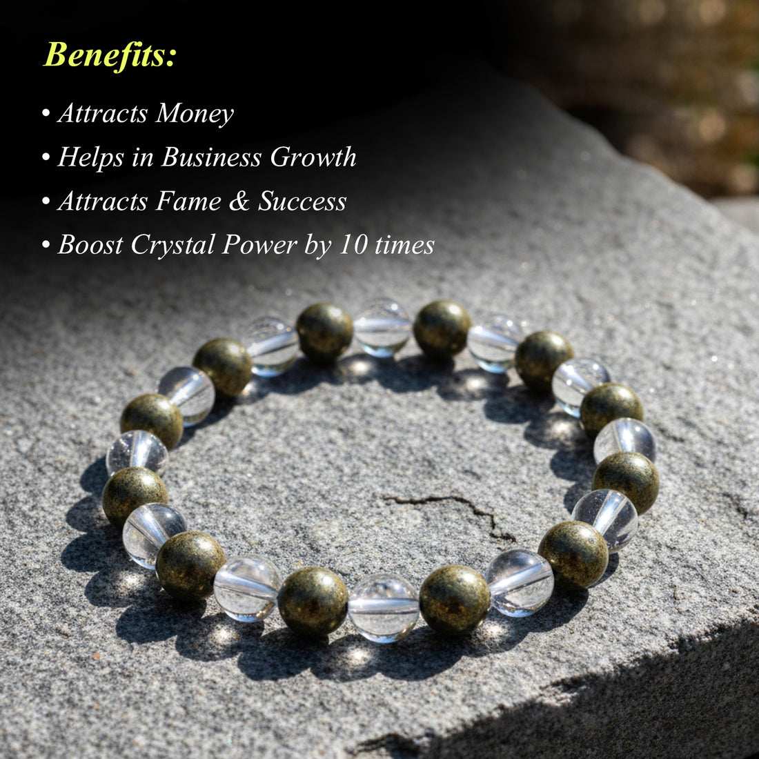 Super raw pyrite bracelet (Clear quartz + pyrite)