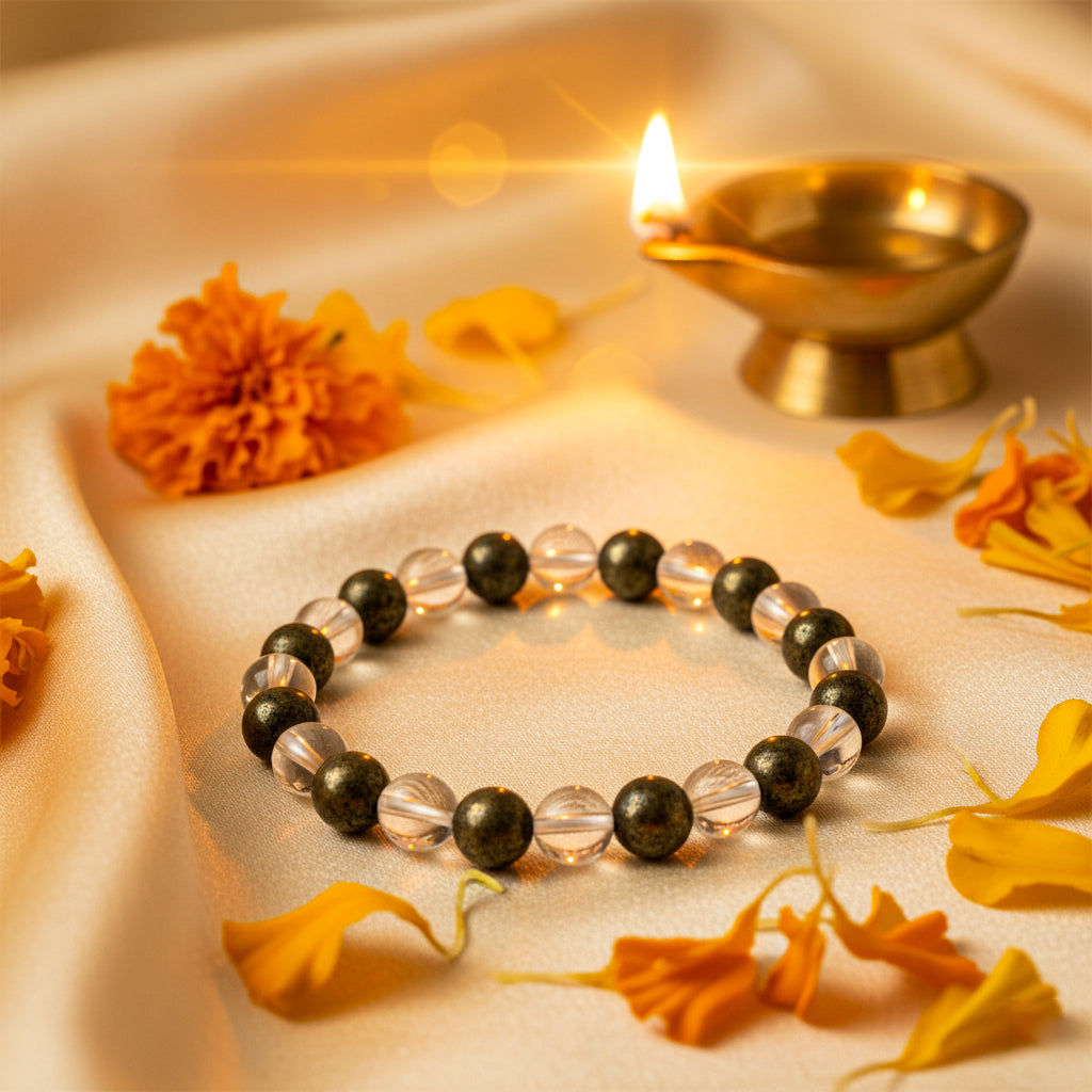 Super raw pyrite bracelet (Clear quartz + pyrite)