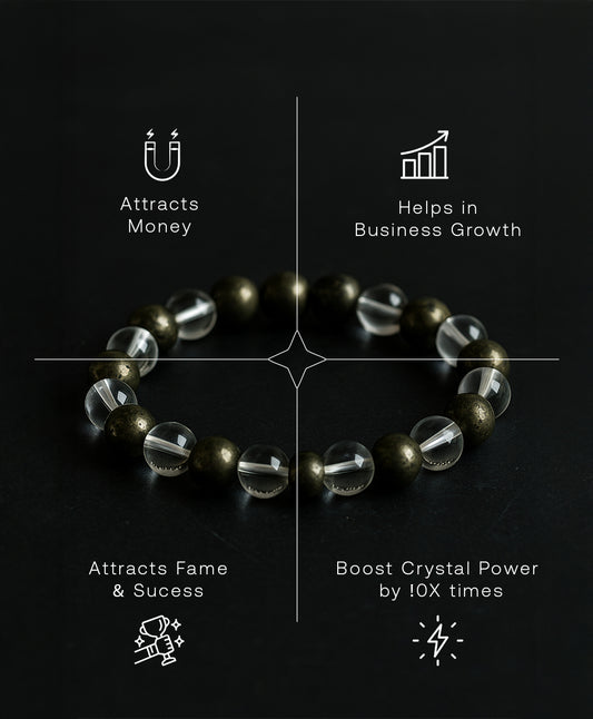 Super raw pyrite bracelet (Clear quartz + pyrite)